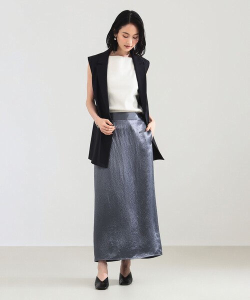 Demi-Luxe BEAMS（デミルクス ビームス）の「【2/5再値下げ】アセテート サテン イージースカート（スカート・レディース・ブラック/グレー・36/38）」の9枚目の写真