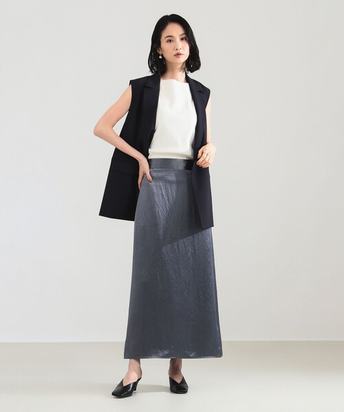 Demi-Luxe BEAMS（デミルクス ビームス）の「【2/5再値下げ】アセテート サテン イージースカート（スカート・レディース・ブラック/グレー・36/38）」の10枚目の写真
