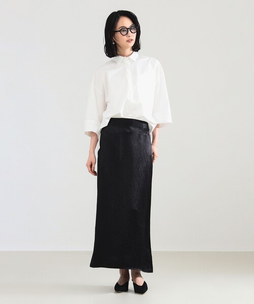 Demi-Luxe BEAMS（デミルクス ビームス）の「【2/5再値下げ】アセテート サテン イージースカート（スカート・レディース・ブラック/グレー・36/38）」の15枚目の写真