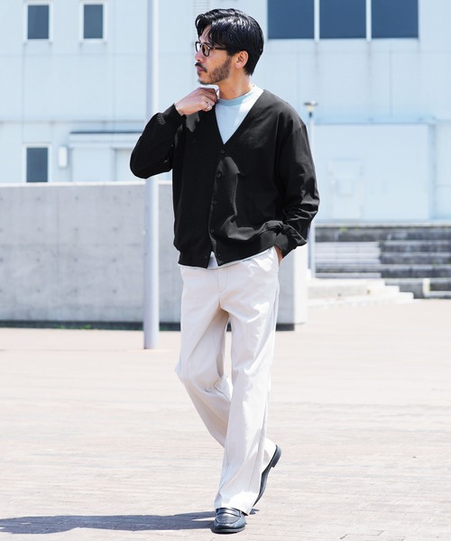 jiggys shop（ジギーズショップ）の「接触冷感 ダブルフェイス素材 ストレッチ Vネック カーディガン（カーディガン/ボレロ・メンズ・ブラック/グレー/ブルー/スミクロ・MEDIUM/LARGE/X-LARGE）」の10枚目の写真