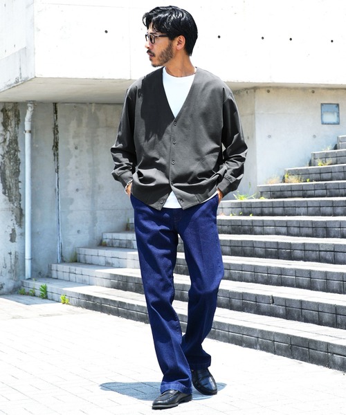 jiggys shop（ジギーズショップ）の「接触冷感 ダブルフェイス素材 ストレッチ Vネック カーディガン（カーディガン/ボレロ・メンズ・ブラック/グレー/ブルー/スミクロ・MEDIUM/LARGE/X-LARGE）」の12枚目の写真