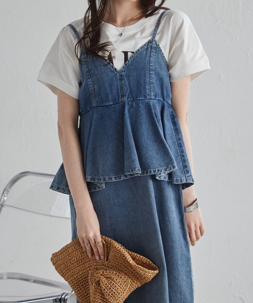 RANAN(ラナン)の「デニムペプラムキャミワンピース(ワンピース・レディース・ブラック/ブルー/ネイビー・M/L/LL)」の3枚目の写真