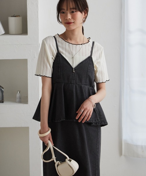 RANAN(ラナン)の「デニムペプラムキャミワンピース(ワンピース・レディース・ブラック/ブルー/ネイビー・M/L/LL)」の1枚目の写真