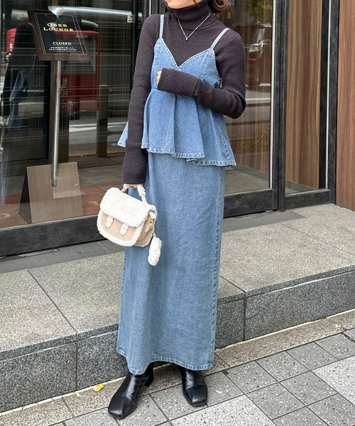セール】デニムペプラムキャミワンピース（ワンピース）｜RANAN