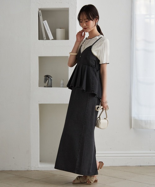 RANAN(ラナン)の「デニムペプラムキャミワンピース(ワンピース・レディース・ブラック/ブルー/ネイビー・M/L/LL)」の21枚目の写真