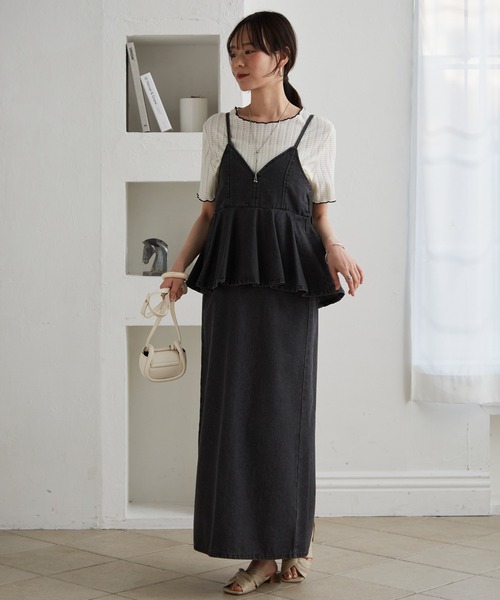 RANAN(ラナン)の「デニムペプラムキャミワンピース(ワンピース・レディース・ブラック/ブルー/ネイビー・M/L/LL)」の22枚目の写真