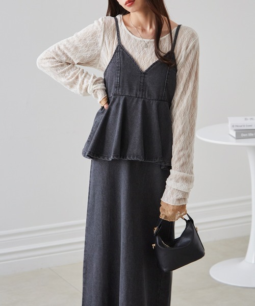 RANAN(ラナン)の「デニムペプラムキャミワンピース(ワンピース・レディース・ブラック/ブルー/ネイビー・M/L/LL)」の7枚目の写真