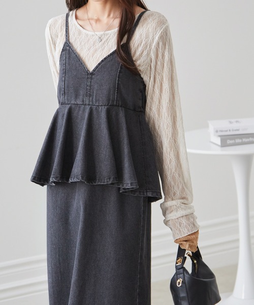 RANAN(ラナン)の「デニムペプラムキャミワンピース(ワンピース・レディース・ブラック/ブルー/ネイビー・M/L/LL)」の6枚目の写真
