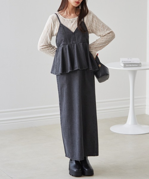 RANAN(ラナン)の「デニムペプラムキャミワンピース(ワンピース・レディース・ブラック/ブルー/ネイビー・M/L/LL)」の8枚目の写真