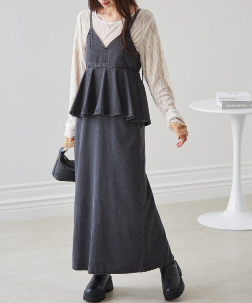 RANAN(ラナン)の「デニムペプラムキャミワンピース(ワンピース・レディース・ブラック/ブルー/ネイビー・M/L/LL)」の11枚目の写真