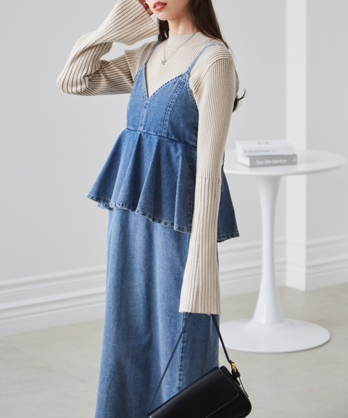 RANAN(ラナン)の「デニムペプラムキャミワンピース(ワンピース・レディース・ブラック/ブルー/ネイビー・M/L/LL)」の9枚目の写真