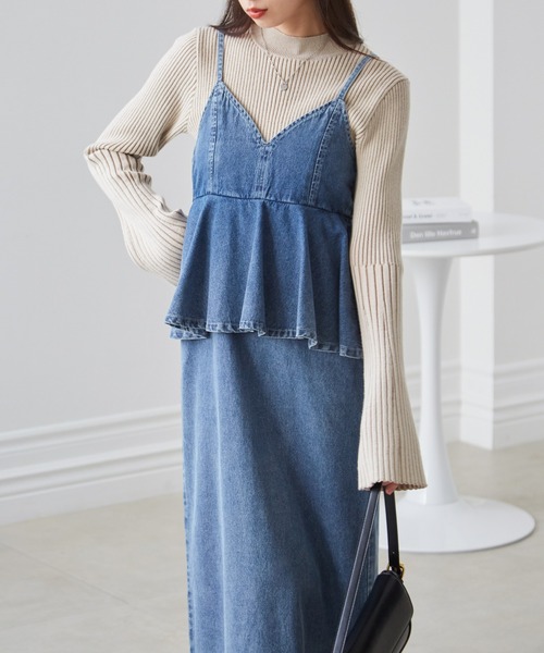 RANAN(ラナン)の「デニムペプラムキャミワンピース(ワンピース・レディース・ブラック/ブルー/ネイビー・M/L/LL)」の12枚目の写真