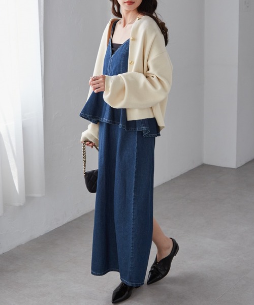 RANAN(ラナン)の「デニムペプラムキャミワンピース(ワンピース・レディース・ブラック/ブルー/ネイビー・M/L/LL)」の14枚目の写真