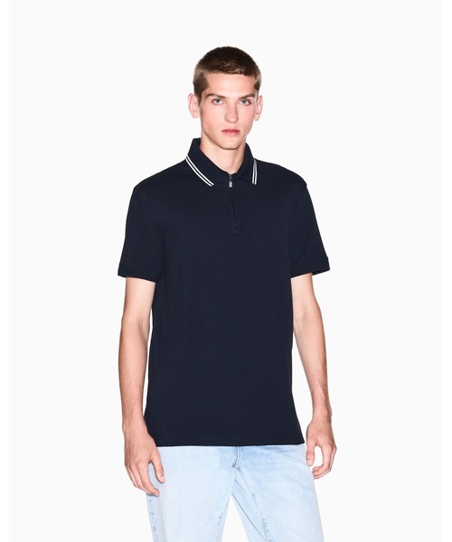 ARMANI EXCHANGE(アルマーニエクスチェンジ)の「【A|X アルマーニ エクスチェンジ】ジップアップ 半袖ポロシャツ/SLIM(ポロシャツ・メンズ・ダークネイビー/ライトブルー・LARGE/MEDIUM/SMALL/X-LARGE/X-SMALL)」の3枚目の写真