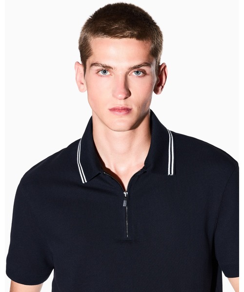 ARMANI EXCHANGE（アルマーニエクスチェンジ）の「【A|X アルマーニ エクスチェンジ】ジップアップ 半袖ポロシャツ/SLIM（ポロシャツ・メンズ・ダークネイビー/ライトブルー・LARGE/MEDIUM/SMALL/X-LARGE/X-SMALL/XX-LARGE）」の10枚目の写真