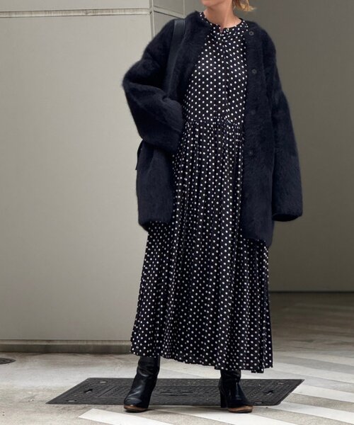 新品　BEARDSLEY ビアズリー　ドットギャザーワンピース ドットギャザーワンピース（ワンピース）｜BEARDSLEY
