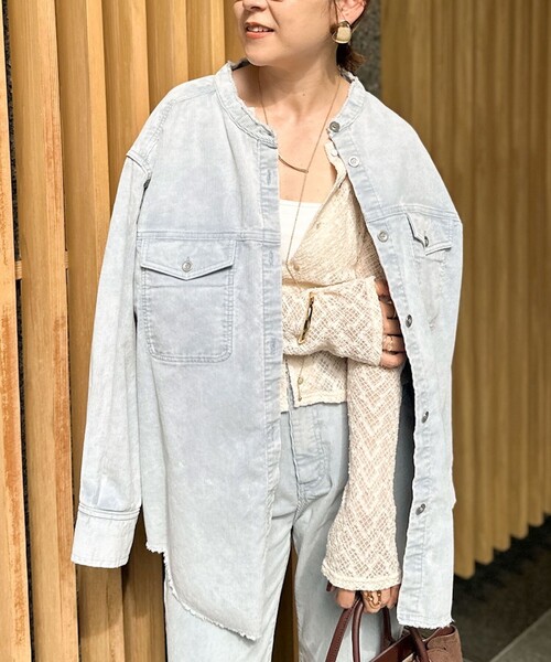Rie Miller(リエミラー)の「【RM denim】硫化染コーデュロイシャツジャケット(シャツ/ブラウス・レディース・キナリ/サックスブルー・FREE)」の2枚目の写真