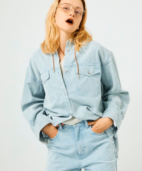 Rie Miller(リエミラー)の「【RM denim】硫化染コーデュロイシャツジャケット(シャツ/ブラウス・レディース・キナリ/サックスブルー・FREE)」の15枚目の写真