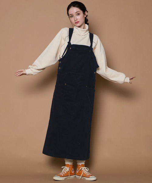 KRIFF MAYER Lady's Collection(クリフメイヤーレディースコレクション)の「【コットン100%・可愛い】コーデュロイジャンスカ(ジャンパースカート・レディース・ダークブラウン/グリーン/カラフル/ベージュ/ネイビー・MEDIUM/LARGE)」の4枚目の写真