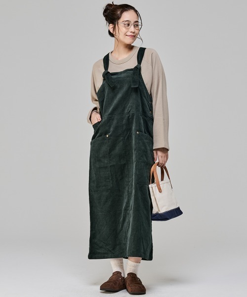 KRIFF MAYER Lady's Collection(クリフメイヤーレディースコレクション)の「【コットン100%・可愛い】コーデュロイジャンスカ(ジャンパースカート・レディース・ダークブラウン/グリーン/カラフル/ベージュ/ネイビー・MEDIUM/LARGE)」の12枚目の写真