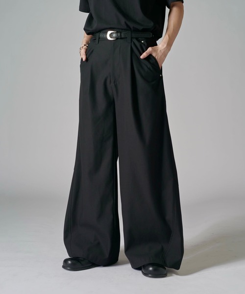 Jent Louis スラックス セットアップ対応】ストレッチツイルワイドパンツ（スラックス