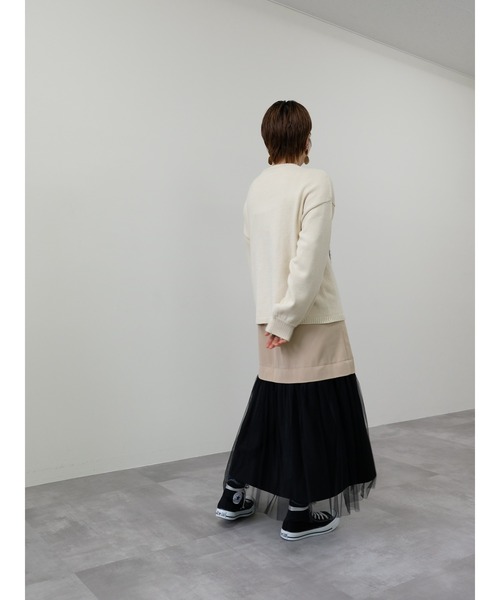 DOLLUPOOPS（ドールアップウップス）の「フラワーモチーフニットトップス（ニット/セーター・レディース・アイボリー/ピーコックグリーン系/ネイビー・38）」の18枚目の写真