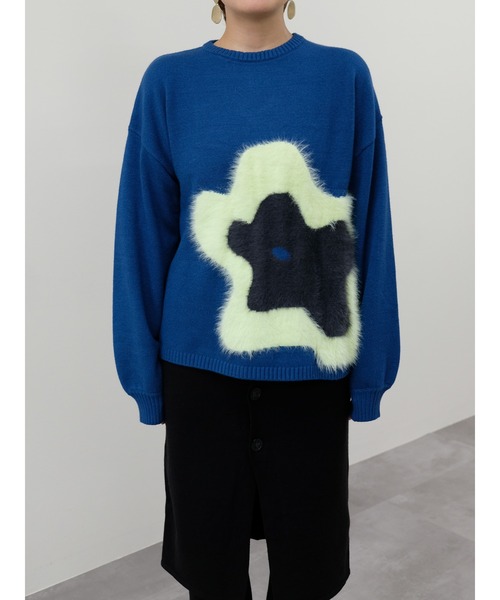 DOLLUPOOPS（ドールアップウップス）の「フラワーモチーフニットトップス（ニット/セーター・レディース・アイボリー/ピーコックグリーン系/ネイビー・38）」の20枚目の写真