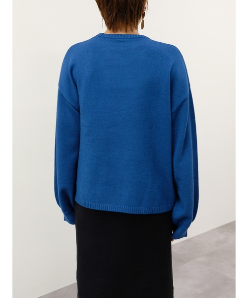 DOLLUPOOPS（ドールアップウップス）の「フラワーモチーフニットトップス（ニット/セーター・レディース・アイボリー/ピーコックグリーン系/ネイビー・38）」の22枚目の写真