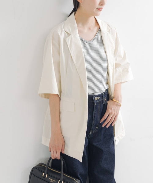 URBAN RESEARCH（アーバンリサーチ）の「コットンハーフスリーブジャケット（その他アウター・レディース・アイボリー/ブラック・FREE）」の2枚目の写真