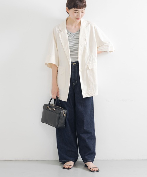 URBAN RESEARCH（アーバンリサーチ）の「コットンハーフスリーブジャケット（その他アウター・レディース・アイボリー/ブラック・FREE）」の5枚目の写真