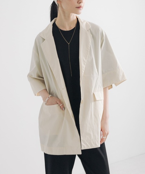 URBAN RESEARCH（アーバンリサーチ）の「コットンハーフスリーブジャケット（その他アウター・レディース・アイボリー/ブラック・FREE）」の7枚目の写真