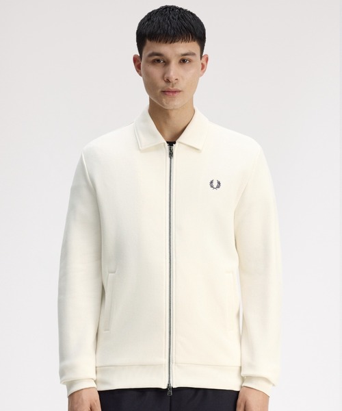 FRED PERRY ホワイトセットアップ セール】Zip Through Collared Sweatshirt／ジップアップカラー