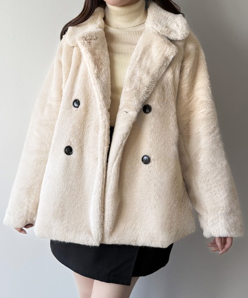 プードルファーステンカラーミドルコート セール】プードルファーステンカラーミドルコート（ステンカラーコート