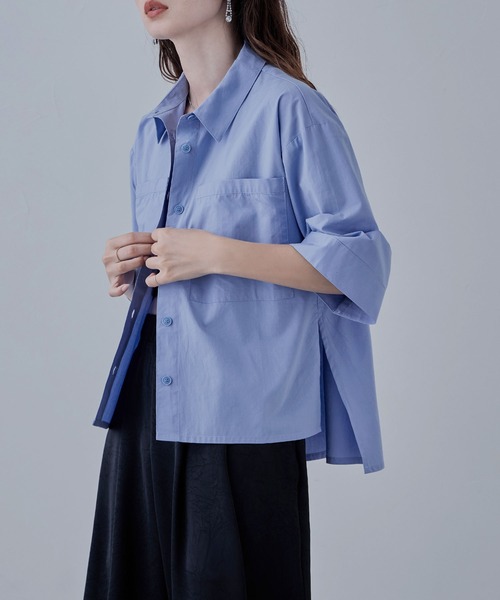 セール】ブロードハーフスリーブオーバーシャツ（シャツ/ブラウス