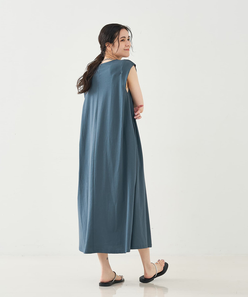 collex（コレックス）の「ノースリーブカットソーワンピース（ワンピース・レディース・ブラック/グレイッシュブルー・フリー）」の9枚目の写真