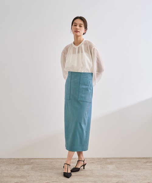 セール】[美人スカート]スエードポケット付きタイトスカート/イージー