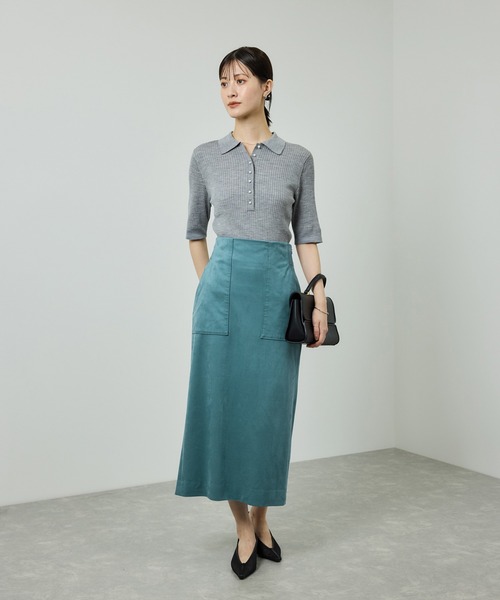 セール】[美人スカート]スエードポケット付きタイトスカート/イージー