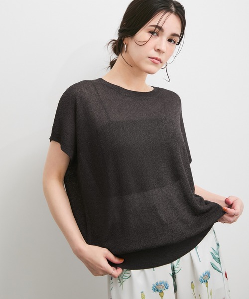 le cercle ADAM ET ROPE'(ルセルクルアダムエロペ)の「シアーランダムカノコニット(ニット/セーター・レディース・チャコールグレー/イエロー系その他4/ライトグレー/オレンジ系その他2・FREE)」の2枚目の写真
