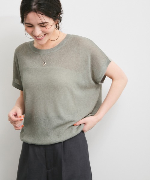 le cercle ADAM ET ROPE'(ルセルクルアダムエロペ)の「シアーランダムカノコニット(ニット/セーター・レディース・チャコールグレー/イエロー系その他4/ライトグレー/オレンジ系その他2・FREE)」の3枚目の写真