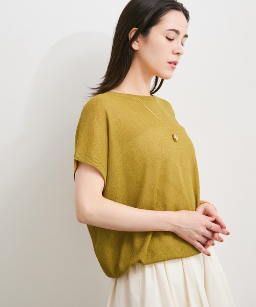 le cercle ADAM ET ROPE'(ルセルクルアダムエロペ)の「シアーランダムカノコニット(ニット/セーター・レディース・チャコールグレー/イエロー系その他4/ライトグレー/オレンジ系その他2・FREE)」の1枚目の写真