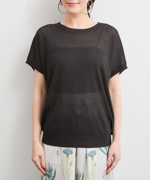 le cercle ADAM ET ROPE'(ルセルクルアダムエロペ)の「シアーランダムカノコニット(ニット/セーター・レディース・チャコールグレー/イエロー系その他4/ライトグレー/オレンジ系その他2・FREE)」の14枚目の写真