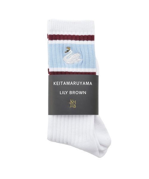 LILY BROWN（リリーブラウン）の「【LILY BROWN×KEITA MARUYAMA】モチーフエンブロイダリーラインソックス（ソックス/靴下・レディース・ピンク/サックスブルー・F）」の6枚目の写真