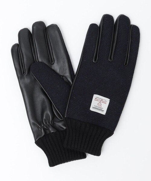 SHIPS（シップス）の「SHIPS:〈タッチパネル対応〉HARRIS TWEED レザー コンビ グローブ（手袋・メンズ・ブラック/ネイビー/ブラウン/グレー・ONE SIZE）」の4枚目の写真