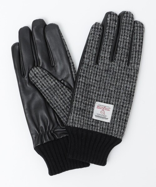 SHIPS（シップス）の「SHIPS:〈タッチパネル対応〉HARRIS TWEED レザー コンビ グローブ（手袋・メンズ・ブラック/ネイビー/ブラウン/グレー・ONE SIZE）」の3枚目の写真