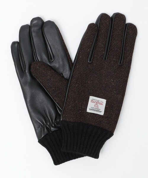 SHIPS（シップス）の「SHIPS:〈タッチパネル対応〉HARRIS TWEED レザー コンビ グローブ（手袋・メンズ・ブラック/ネイビー/ブラウン/グレー・ONE SIZE）」の7枚目の写真