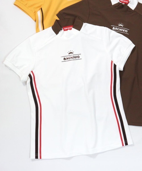 archivio(アルチビオ)の「<LADIES>サイドライン速乾カノコプルオーバー(Tシャツ/カットソー・レディース・ホワイト/ブラウン/ライトオレンジ系・L/S/M)」の2枚目の写真