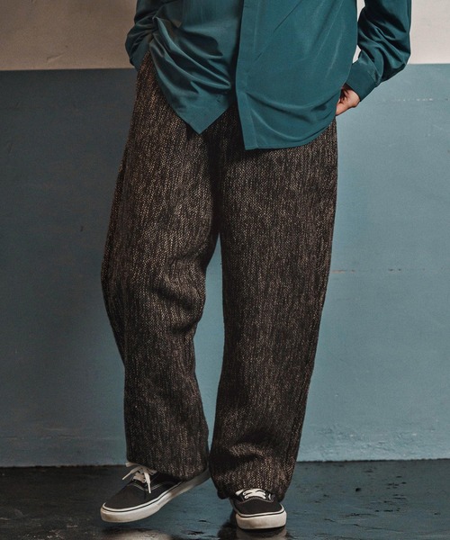 CAMBIO(カンビオ)の「mp13969- Braided Wide Straight Pants ワイドストレートパンツ(CAM25AW-016)(その他パンツ・メンズ・ブラック/ブラウン・L/M/S)」の2枚目の写真