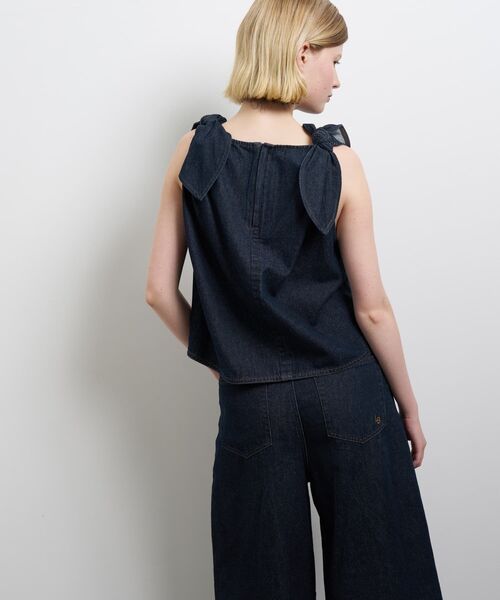 新品　LANVIN en Bleu リボンカットソーシャツ カットソー38 手洗い可】ノットリボンノースリーブカットソー|LANVIN en Bleu