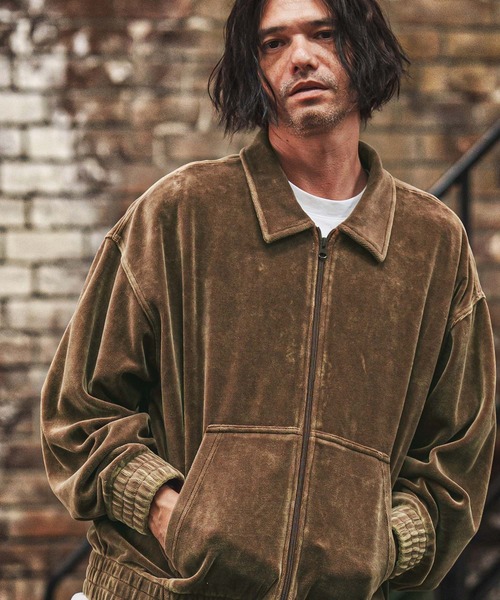 mj11007- エイジング加工ベロアスイングトップブルゾン（ブルゾン