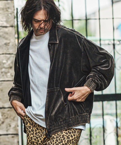 mj11007- エイジング加工ベロアスイングトップブルゾン（ブルゾン